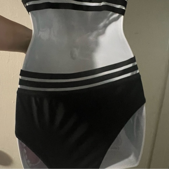 Shein Black Two Piece Swimsuit Stripe Waist - Picture 7 of 7